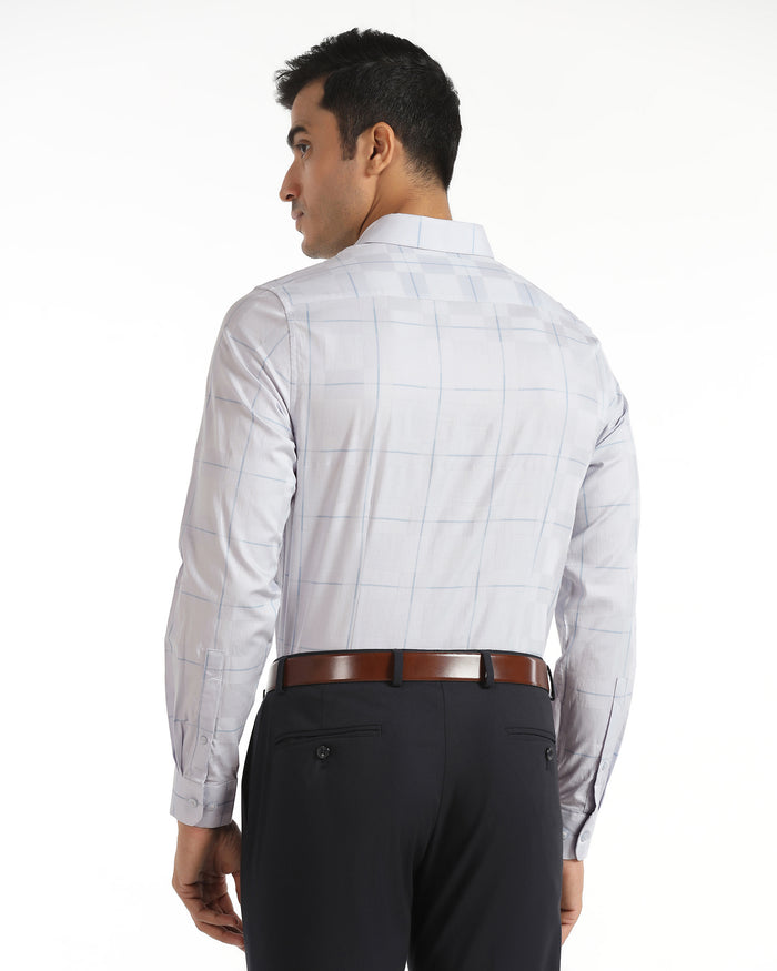 Formal Lavender Check Shirt - Santro