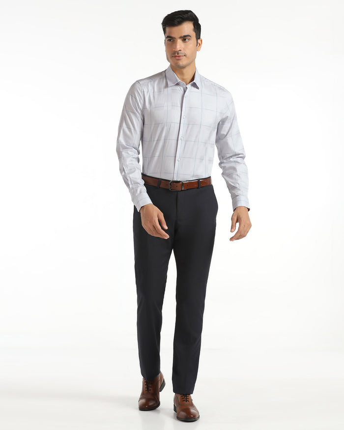 Formal Lavender Check Shirt - Santro