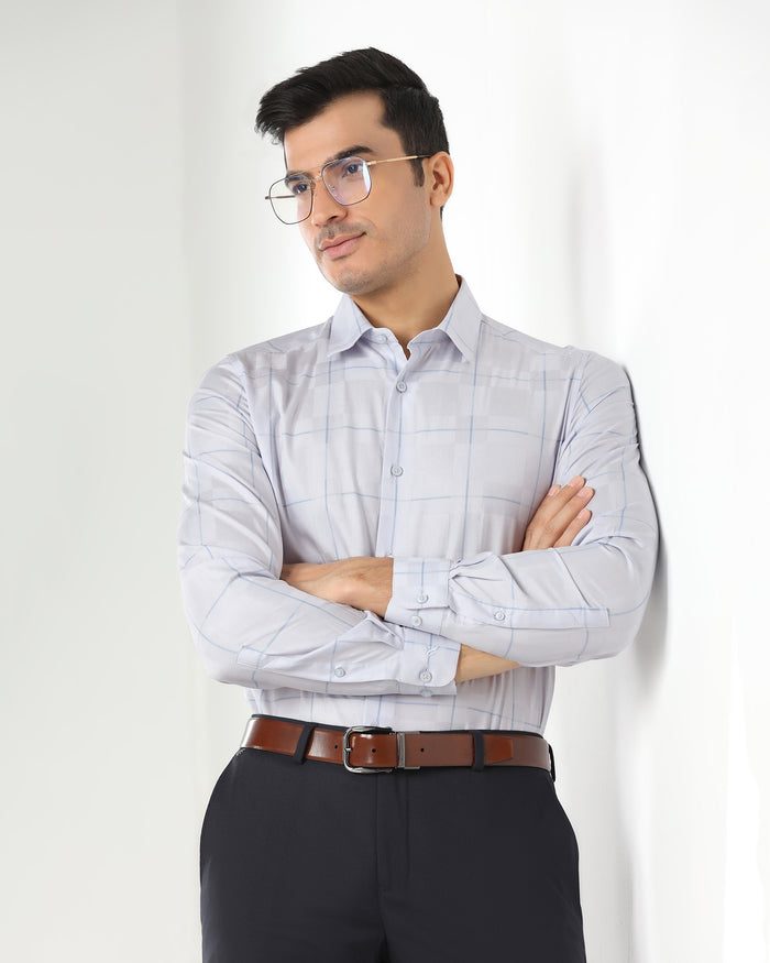 Formal Lavender Check Shirt - Santro