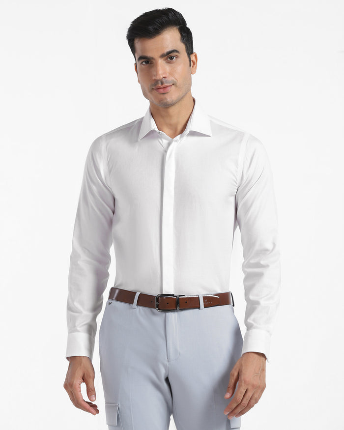 Formal Super White Textured Shirt - Kite