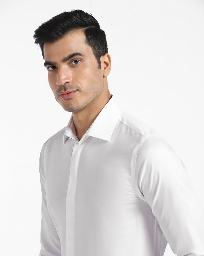 Formal Super White Textured Shirt - Kite