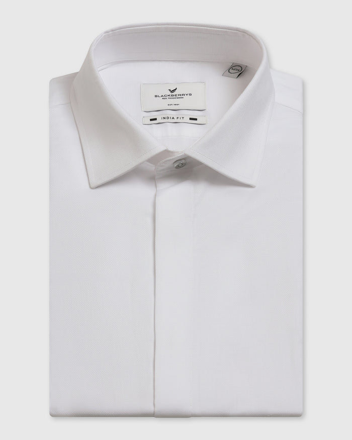 Formal Super White Textured Shirt - Kite