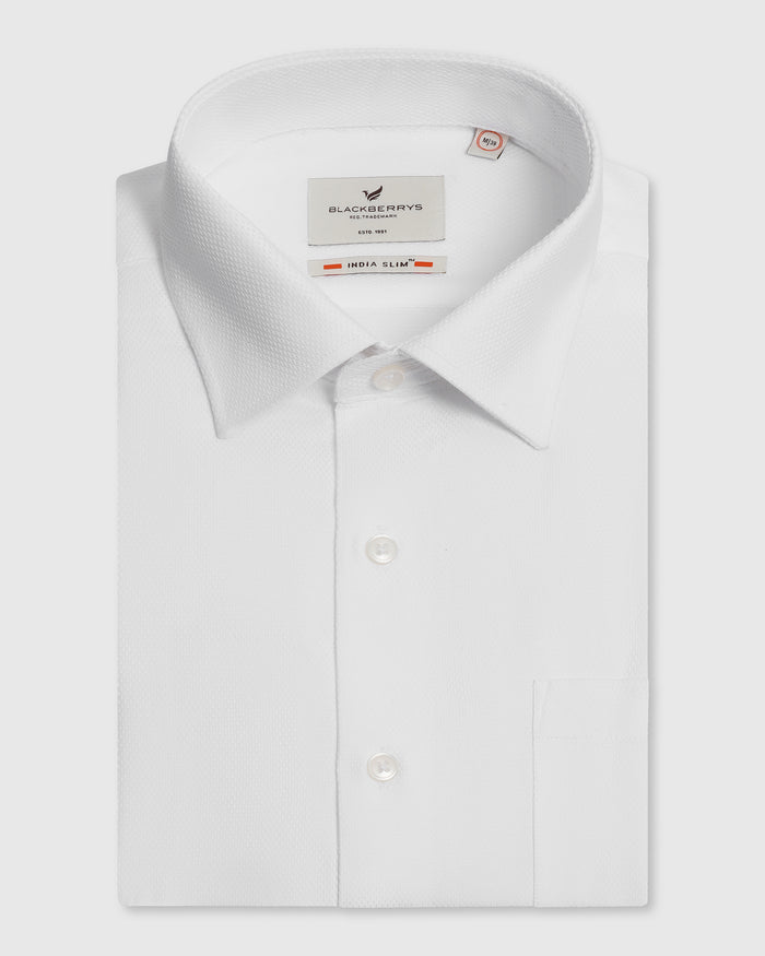 Formal White Textured Shirt - Evolve