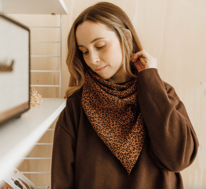 Foulard | Gaze léopard marron