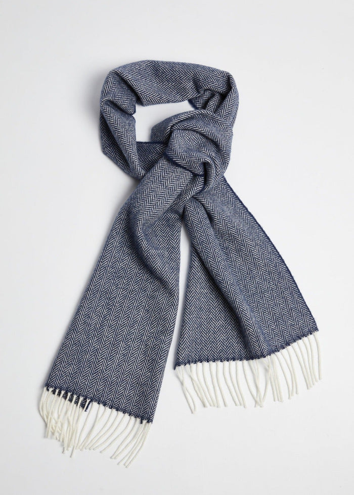 Foxford Navy Herringbone Scarf