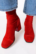Frances | Square Toed Ankle Boot With Bold Heel