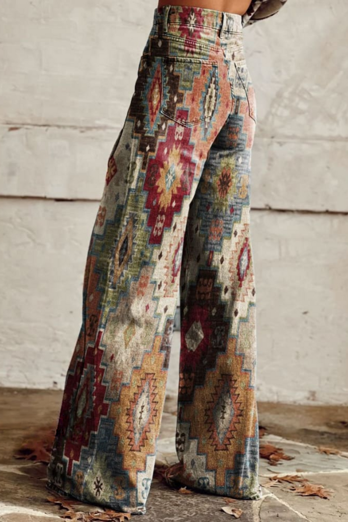 Francesca - Boho Retro Pattern Trousers