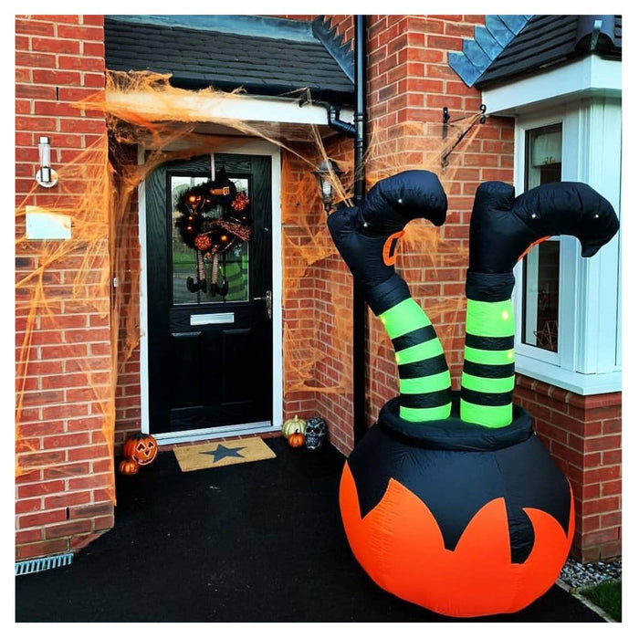 Giant 6ft Pumpkin and Witches Legs Light Up Inflatable Halloween Outdoor Decoration
