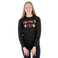 Girls Santas Bestie Christmas Jumper Gold Pink Sequins 4-5