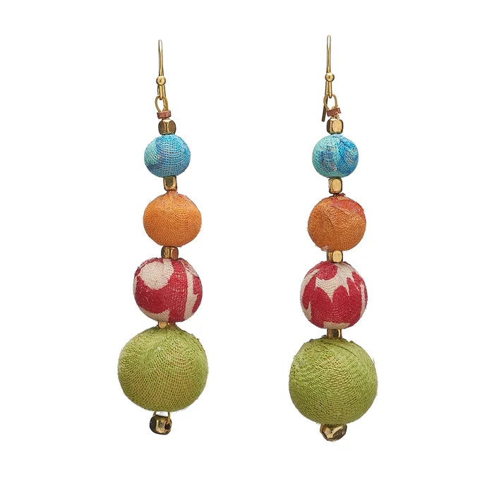 Graduated Circle Kantha Earrings-Fair Trade Made- Final Sale