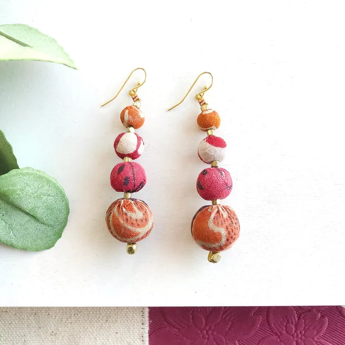 Graduated Circle Kantha Earrings-Fair Trade Made- Final Sale