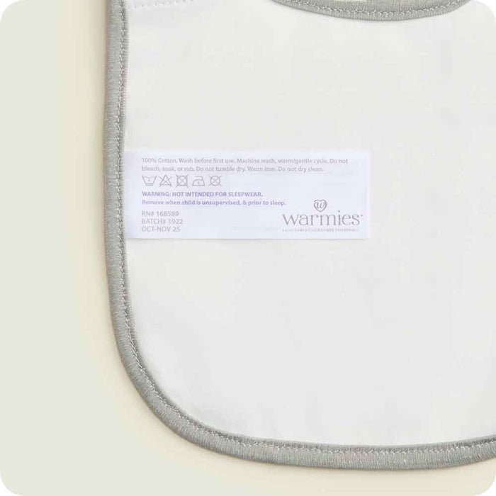 warmies gray squirrel bibs care tag