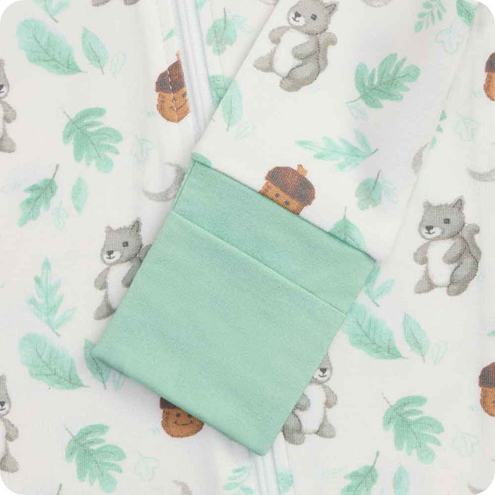 warmies Gray Squirrel Footie Pajamas sleeve detail