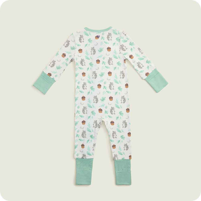 warmies Gray Squirrel Footie Pajamas back view