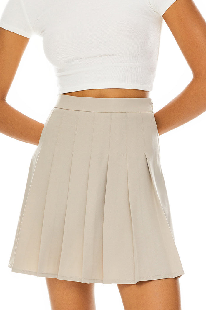 Orolay High Waisted Skirts A Line Pleated Skirt #color_beige