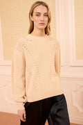 Blush Cotton Pointelle Knit Pullover - Front View On Model | Ulla Johnson