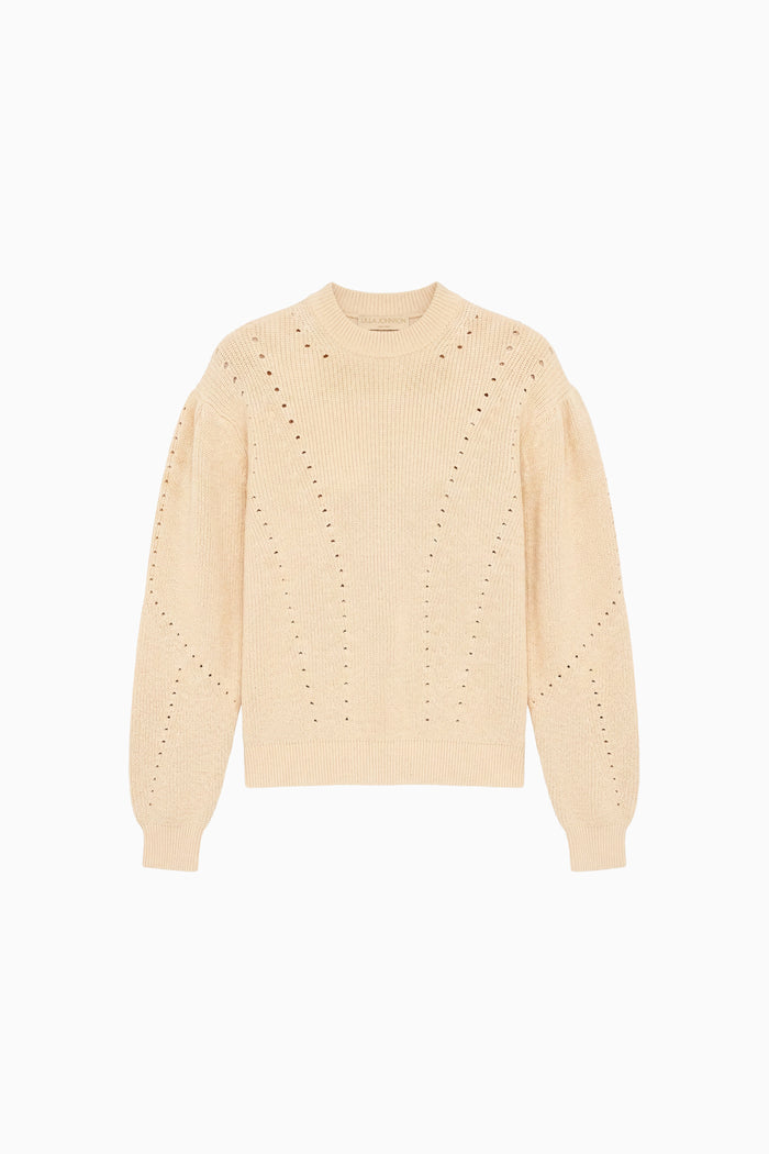 Blush Cotton Pointelle Knit Pullover - Flat Lay Product View | Ulla Johnson