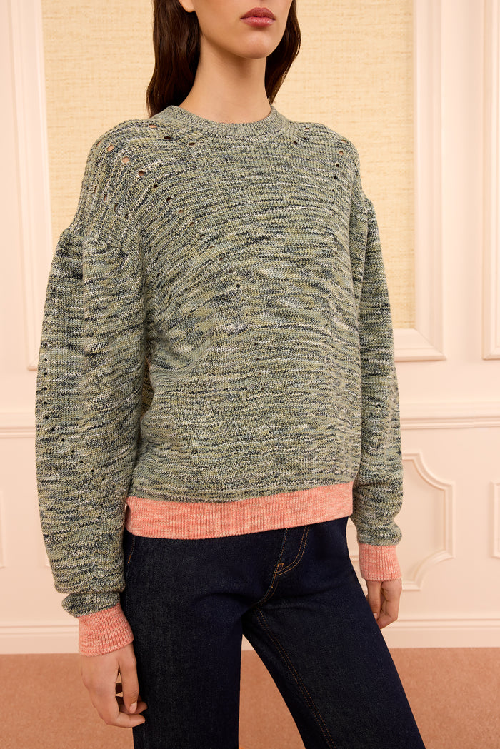 Piedstone Mélange Cotton Illesa Knit Pullover - Front View On Model | Ulla Johnson