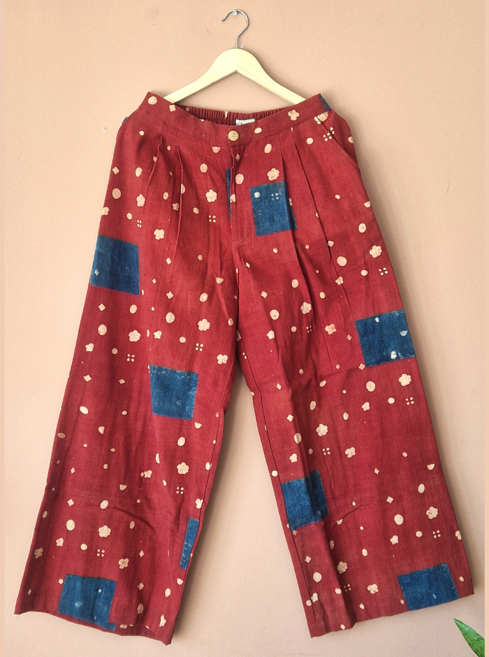 ira pants - kala cotton ajarakh beej blocks (bloom)