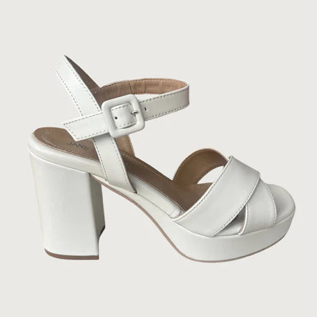 Jane Galland JULIETTE White Leather Platform Sandals