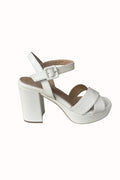 Jane Galland JULIETTE White Leather Platform Sandals