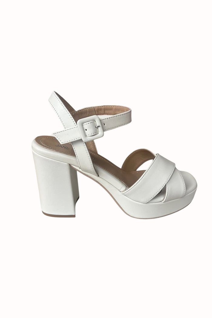 Jane Galland JULIETTE White Leather Platform Sandals