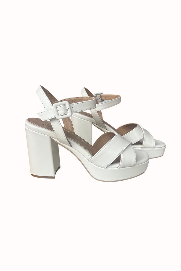Jane Galland JULIETTE White Leather Platform Sandals
