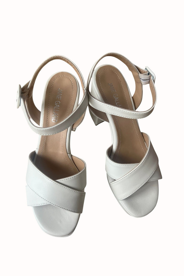 Jane Galland JULIETTE White Leather Platform Sandals