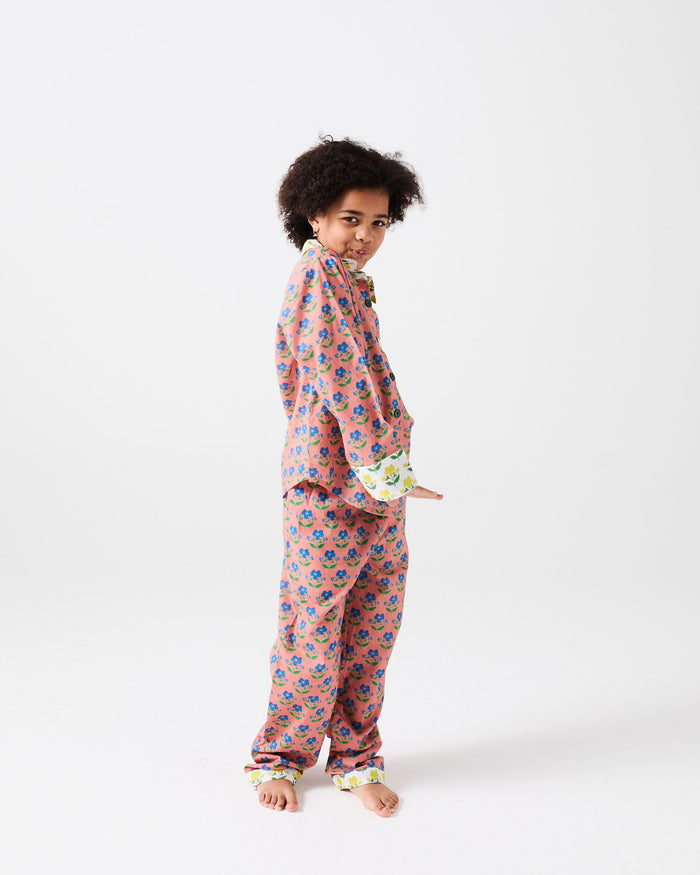 Kip&Co x Anna Spiro Indian Summer Rose Kids Organic Cotton Long Sleeve Shirt & Pant Pyjama Set
