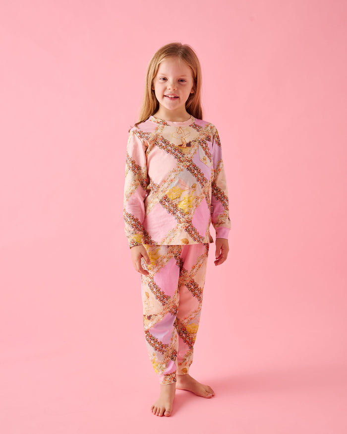 Kip&Co x Fairyland Flower Chain Harlequin Kids Organic Cotton Long Sleeve Top & Pant Pyjama Set