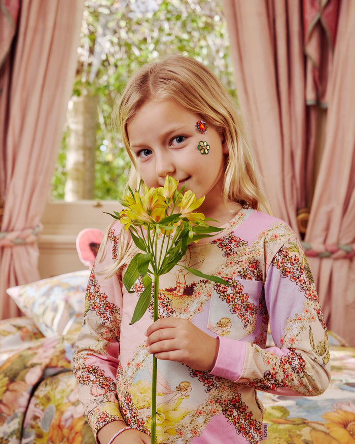 Kip&Co x Fairyland Flower Chain Harlequin Kids Organic Cotton Long Sleeve Top & Pant Pyjama Set