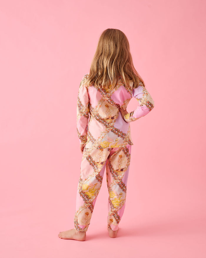 Kip&Co x Fairyland Flower Chain Harlequin Kids Organic Cotton Long Sleeve Top & Pant Pyjama Set
