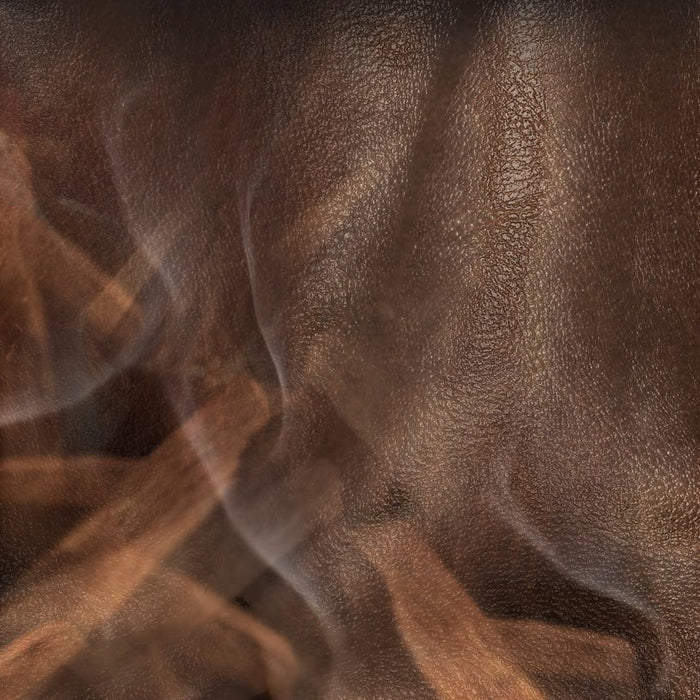 Eclectic Dr Vranjes Leather Oud diffuser refill features a rich brown textured leather and smoky oud wood aesthetic.