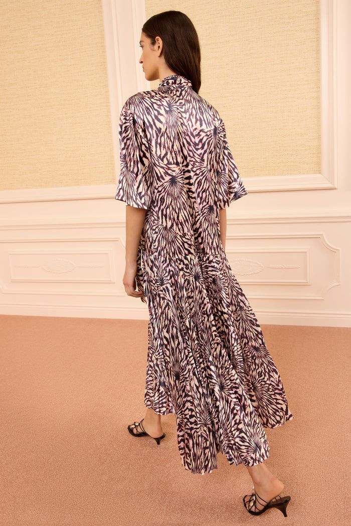 Linya Satin Dress with Removable Tie- Rhodonite