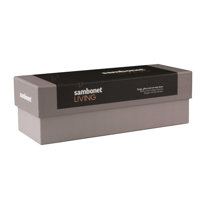 Eclectic Sambonet Living spaghetti fork packaging box in grey with black branding label