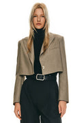 Orolay Long Sleeve Cropped Blazer Casual Business #color_khaki