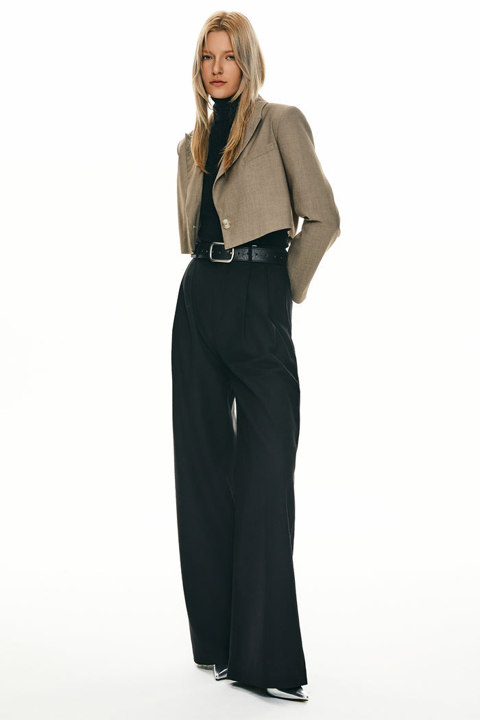 Orolay Long Sleeve Cropped Blazer Casual Business #color_khaki