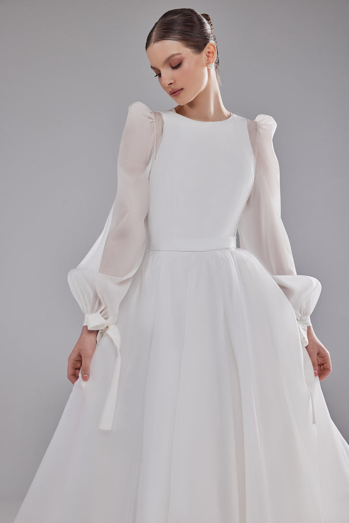 Long Sleeve Transparent Bridal Blouse Erika