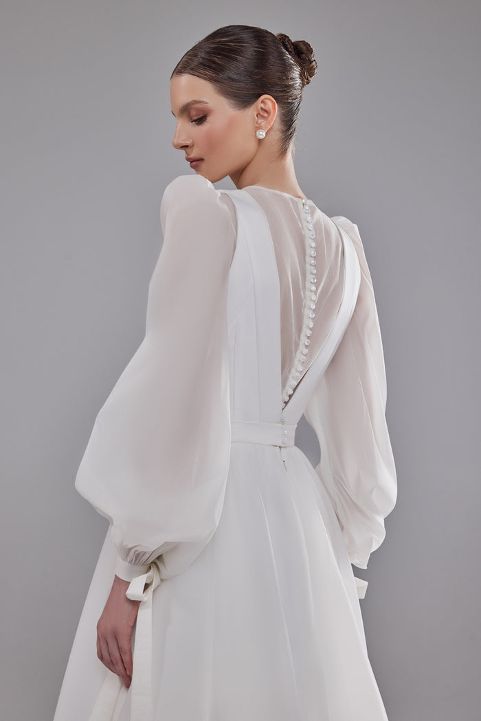 Long Sleeve Transparent Bridal Blouse Erika