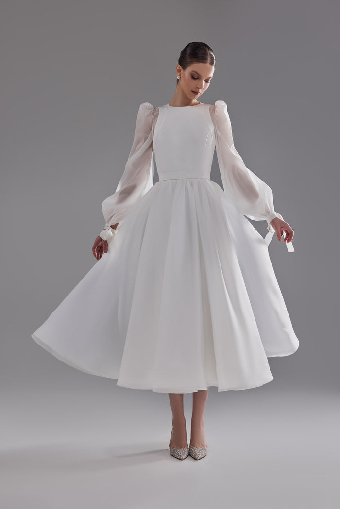 Long Sleeve Transparent Bridal Blouse Erika