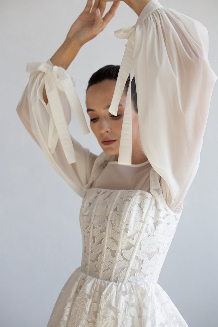 Long Sleeve Transparent Bridal Blouse Erika