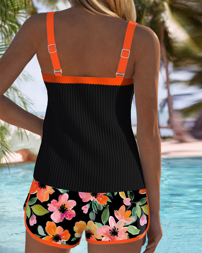 Luna | Floral Tummy Cover Tankini Set