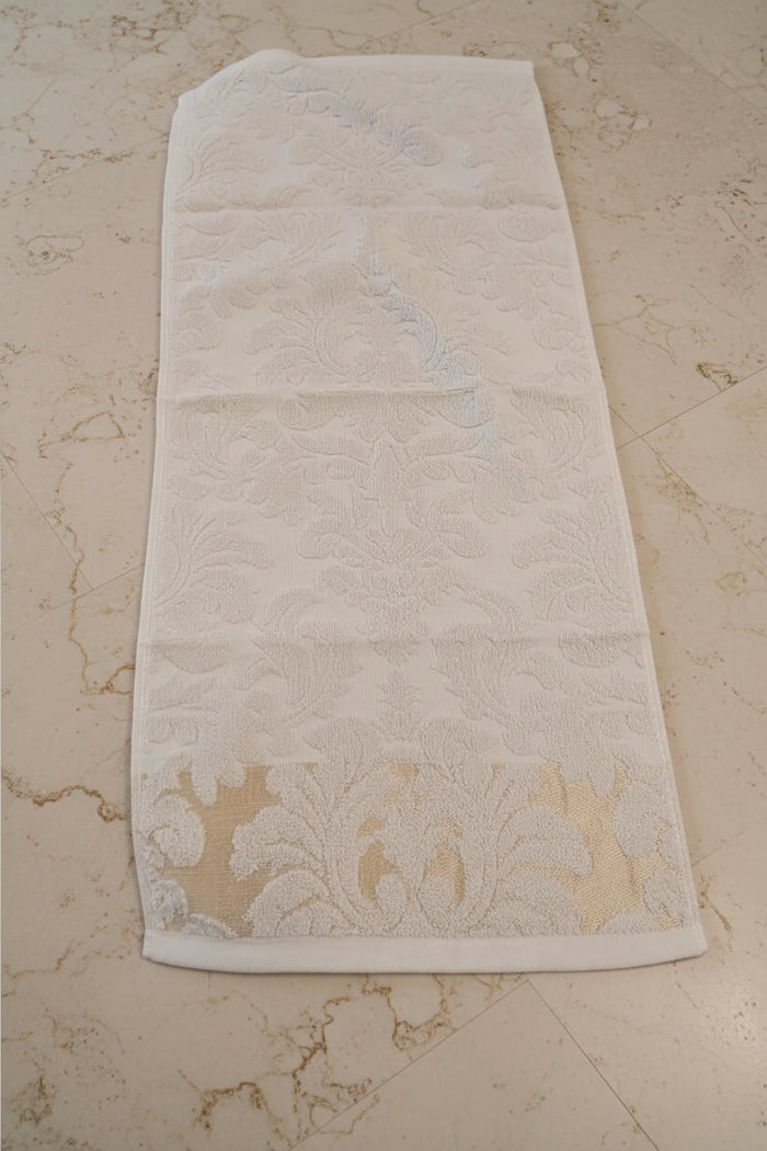 Luxury Floral Jacquard Cotton Guest Towel – Beige – 34 × 75 cm