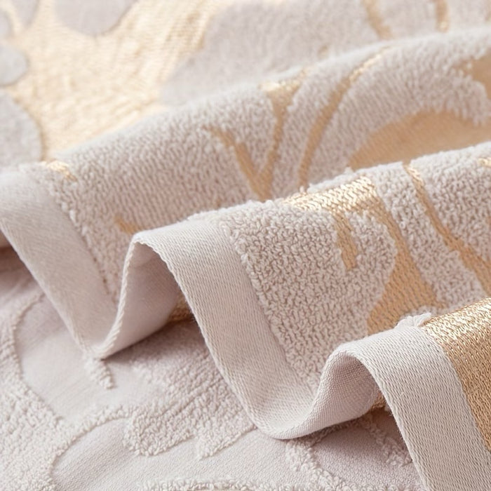 Luxury Floral Jacquard Cotton Guest Towel – Beige – 34 × 75 cm