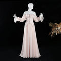 Dreamy Vow SS412 pearl pink chiffon A-line evening dress mannequin front