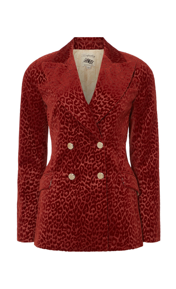 Lynx Velvet Double-Breasted Jacket - Maple Leopard