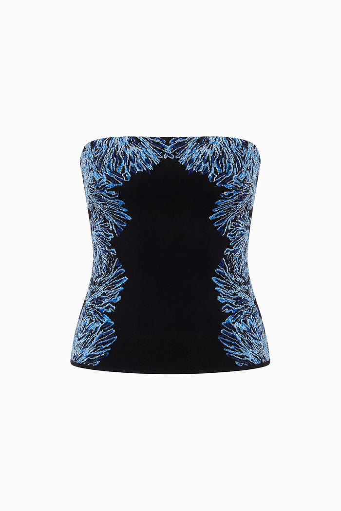 Madelie Strapless Knit Jacquard Top - Lapis