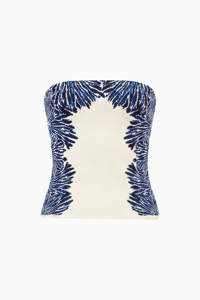 Madelie Strapless Knit Jacquard Top - Ocean