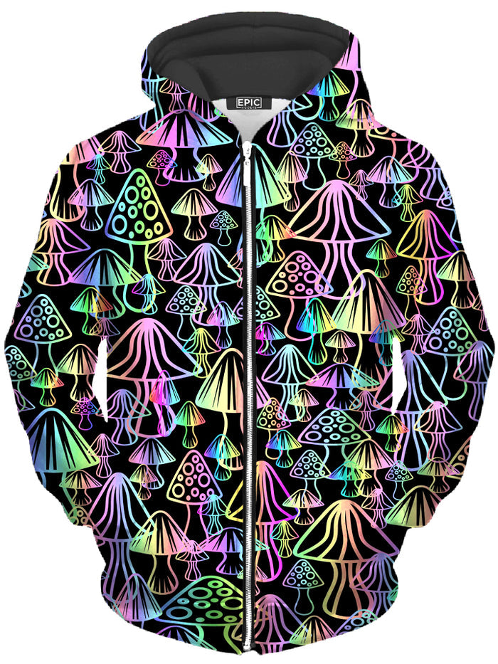 Magic Mushroom Unisex Zip-Up Hoodie Sartoris Art Epic Hoodie
