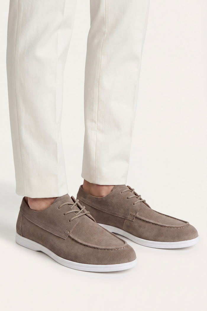 Maretti Suede Lace Shoes Mushroom Taupe